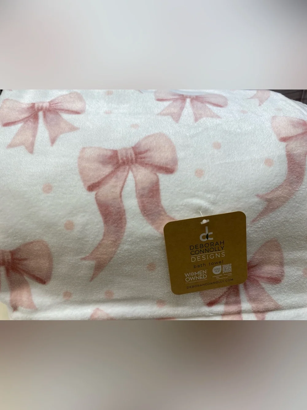 DC Designs ❤️ light baby Pink Bows(1)Bath&(2) Hand Towels set NWT